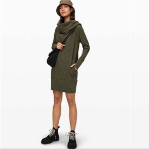 Lululemon Along the Way Dress Heathered Dark Olive Green size S